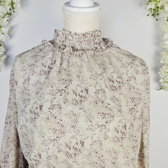 Perfectly Priscilla Plus Size 3XL Floral Smocked Blouse Cottagecore Peplum Top - Picture 5 of 12